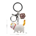 Portachiavi gatto paffuto carino con ciondolo zampa di gatto e moschettino in metallo per borsa. - 2ª Gen Gatto a 3 Colori Giallo Bianco Rosa Coda Gialla / Zampa Caffè