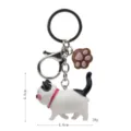 Portachiavi gatto cicciottello carino con ciondolo zampa e moschettone in metallo. - 2ª Gen Coda Nera Rosa Bianco Gatto a 3 Colori / Zampa Caffè