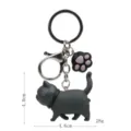 Niedlicher grauer Katzen-Schlüsselanhänger mit Pfoten-Anhänger, Metallring, 4.6cm, 28g. - Karabiner-Stil / Graue Katze (Schwarze Katzenkralle)