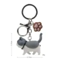 Simpatico portachiavi gatto grasso con ciondolo zampa, pendente borsa gattino grigio e bianco. - 2ª Gen Gatto Grigio Bianco / Zampa Caffè