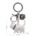 Süßer weißer Katzen Schlüsselanhänger dicke Katze Metall Karabiner Tasche Anhänger 4.6cm - Karabiner-Stil / Weiße Katze (Schwarze Katzenkralle)