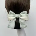 Green floral lace bow hair net for nurse professional work elegant bun cover accessory - Minimalist Style / Fine Mesh / Green Forest