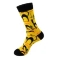 Halloween black cat print sock detail view, cozy cotton fabric, fun party costume accessory. - One Size / No. 286
