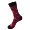 Nahaufnahme Detailansicht von Halloween Thema Kürbis und Spinnen Druck Freizeit Anzugsocken lila. - Einheitsgröße / Nr. 289