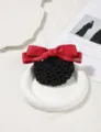 Elegant red bow hair net clip, professional hair bun accessory for work and daily use. - Red Small Bar Label - Coarse Mesh