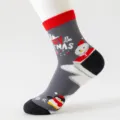 Weihnachten Wadenlange Baumwollsocken für Damen, farbblock gestrickt Schneemann Pinguin. - Grauer Zwerg