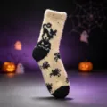 Calcetines de dormir suaves de lana de coral de Halloween calcetines de casa acogedores y cálidos. - Talla 35-40 / Gato