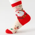 Weihnachten Mittelsocken Damen Farbblock süße Weihnachtsmann Hirsch Design Baumwollsocken Winter Mode - Roter Weihnachtsmann