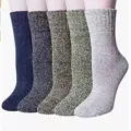 Mens thick wool winter socks thermal warm crew knit socks 5 pairs set for cold weather - One Size / Men Parallel Line