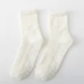 Fluffy non-slip coral fleece home socks for women, cozy winter thermal slippers socks. - 35-40 / White with Dot Grip