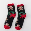 Cozy winter fluffy Christmas plush socks for women and kids, soft microfiber fuzzy slipper socks. - One Size / New - Black Figure