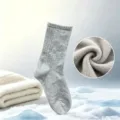 Thickened thermal winter snow socks for men detail view showing cozy fuzzy fleece texture. - One Size / Light Gray