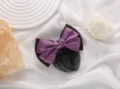 Purple black bow hairnet variant, professional bun cover hair accessory for women. - Two-Piece Purple Fine Mesh Hairnets