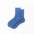 Einfarbige Baumwoll-Wadenstrümpfe für den Alltag, bequeme Freizeitsocken für Damen und Herren - Einheitsgröße / Denim-Blau