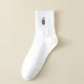 Chaussettes blanches homme en coton respirant chaussettes de sport avec broderie de personnage - EU 40-44 / Blanc