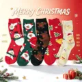 Gemütliche Weihnachtssocken Damen Winter warme Strick Socken Urlaub Geschenk Set 5 Paar - 5 Paare / Baum Weihnachten