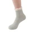 Femmes chaussettes courtes thermiques en polaire corail hiver douillettes moelleuses détail - Taille unique / Tricot torsadé duveteux kaki