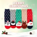 Damen süße Weihnachtssocken 5er Set, weiche warme Strick Socken Winter Urlaubsgeschenk. - 5 Paare / Pinguin Weihnachten