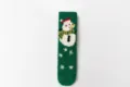 Chaussettes duveteuses de Noël bonhomme de neige vertes, douces et chaudes pour l'hiver. - Taille unique / Bonhomme de Neige Vert
