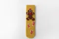 Chaussettes de Noël douces en molleton corail, motif bonhomme en pain d'épices pour hiver. - Taille unique / Bonhomme en Pain d'Épices Jaune