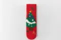 Chaussettes de Noël rouges en polaire corail, chaussettes douillettes d'hiver motif sapin. - Taille unique / Arbre de Noël Rouge