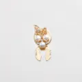 Close-up detail of golden metal clothing accessory featuring delicate pearl and rhinestone design. - 1 Piece / Pearl Leaf with Gold Base