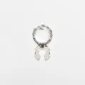 Silver-tone metal cufflink detail featuring clear faceted crystal and secure clip design. - Silver-Zirconia