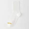 Chaussettes blanches pour hommes avec motif losanges et détail de rayure jaune au bout. - EU 40-44 / Blanc