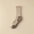 Calcetines de senderismo de lana térmica gruesa, vista detallada de textura acanalada. - Talla única / Caqui