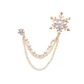 Detail view of the elegant gold-toned snowflake pearl chain brooch for suit decoration. - Snowflake Pearl (Gold)