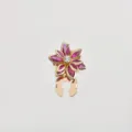 Vintage gold flower scarf buckle brooch clip with pink crystal gems for women elegant wear. - Purple-Blue