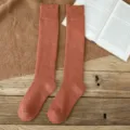 Cozy winter solid color long socks for women, thick knitted warm knee high socks variant. - One Size / Orange Red