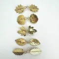 Gold plated leaf cloak clips vintage cardigan collar clasps decorative fashion clothing fasteners - Gold 5-Piece Set