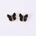 Détail de boutons de manchette papillon noir 3D strass exquis, accessoire élégant mode. - Noir