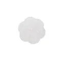 Detailed close-up of clear glitter silicone flower piece featuring central cross slit. - L / White
