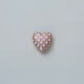 Heart checkerboard cufflink shirt decorative buckle stylish accessory for women detail view. - Pink & White Checkered - Heart