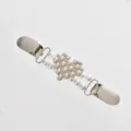 Pearl rhinestone sweater clip collar dress accessory brooch shawl fastener pin chic - Pearl Heart Style