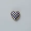 Blue and white checkered heart shaped cufflink detail shirt clothing decoration piece - Blue & White Checkered - Heart