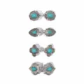 Vintage Türkis Metall Schal Clips Set, elegante geometrische Tuch- und Kragenklammern. - Set