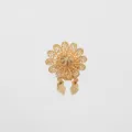 Dettaglio accessorio per abbigliamento fiore traforato dorato, elegante anello per sciarpa donna. - Margherita / Oro
