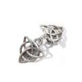 Detailed shot of retro silver metal Celtic knot shawl clip, vintage hollow geometric design. - Style 2