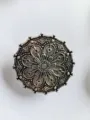 Vintage alloy hollow round shawl clip retro ethnic floral scarf buckle clothing pin - Style 3