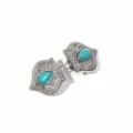 Vintage Türkis Metall Umhang Clips Set, retro geschnitzte Cardigan Spange Schalverschluss. - Stil 2