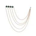 Gold tone multi-strand chain brooch with green rhombus diamond crystals for suit lapel. - Green Rhombus Rhinestone (Gold Tone)
