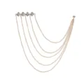 Gold multi-layer chain brooch with sparkling rhinestone diamonds for stylish suit fashion. - Silver Rhombus Rhinestone (Gold)