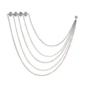Detailed view of luxury multi-layer rhinestone chain brooch for chic suit decoration. - Silver Rhombus Rhinestone (Silver)