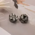 Exquisite rhinestone flower shirt cufflinks and decorative buttons for elegant women's wear. - 15mm / Gun Black Base