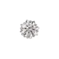 Close-up detail of luxury crystal rhinestone flower metal button brooch for clothing apparel. - Silver - Silver Base