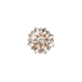 Close-up detail of luxury gold-tone crystal rhinestone flower decorative button and brooch. - Silver - Gold Base