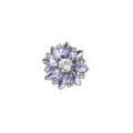 Detailed view of luxury floral rhinestone metal decorative button for shirt suit sweater. - Lavender Purple - Silver Base